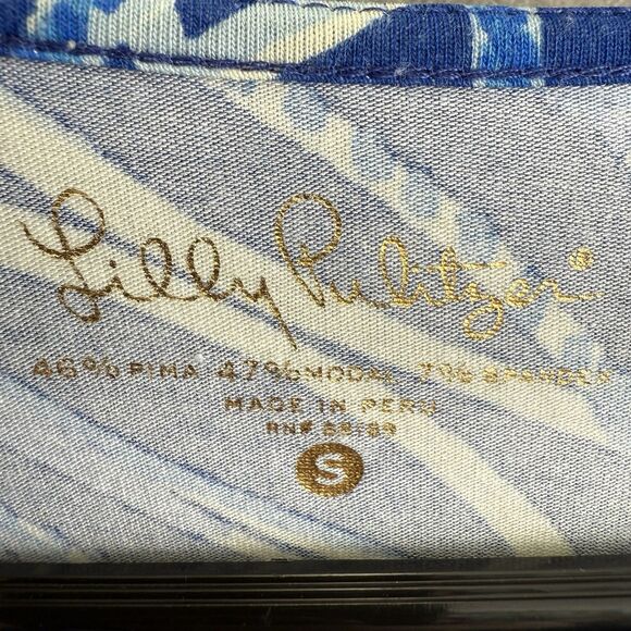 Lilly Pulitzer Laddie Top Women’s Small Twilight Blue Ruffle Sleeves - Picture 5 of 9